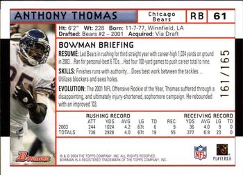 2004 Bowman - Uncirculated White #61 Anthony Thomas Back
