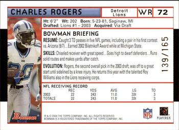2004 Bowman - Uncirculated White #72 Charles Rogers Back