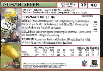 2004 Bowman Chrome - Gold Refractors #40 Ahman Green Back
