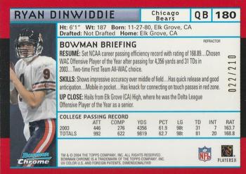 2004 Bowman Chrome - Red Refractors #180 Ryan Dinwiddie Back