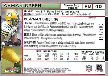 2004 Bowman Chrome - Refractors #40 Ahman Green Back