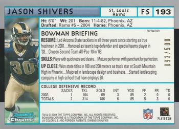 2004 Bowman Chrome - Refractors #193 Jason Shivers Back
