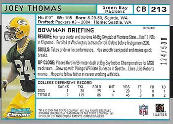 2004 Bowman Chrome - Refractors #213 Joey Thomas Back