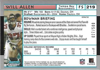 2004 Bowman Chrome - Refractors #219 Will Allen Back
