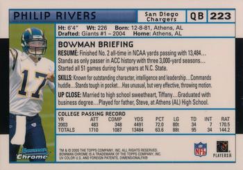 2004 Bowman Chrome - Super Bowl XXXIX Unsigned Draft Picks #223 Philip Rivers Back