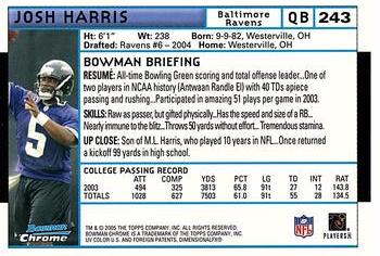 2004 Bowman Chrome - Super Bowl XXXIX Unsigned Draft Picks #243 Josh Harris Back