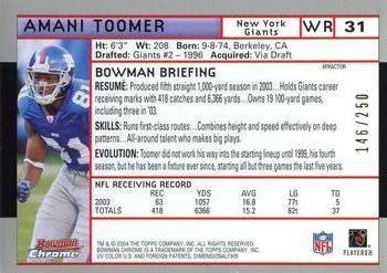 2004 Bowman Chrome - Xfractors #31 Amani Toomer Back