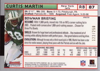 2004 Bowman Chrome - Xfractors #87 Curtis Martin Back