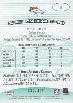 2004 Bowman's Best - Green #12 Garrison Hearst Back