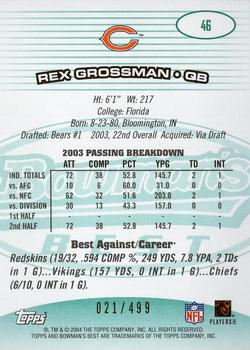 2004 Bowman's Best - Green #46 Rex Grossman Back