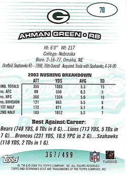 2004 Bowman's Best - Green #70 Ahman Green Back