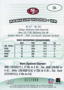 2004 Bowman's Best - Green #104 Rashaun Woods Back
