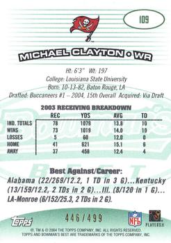 2004 Bowman's Best - Green #109 Michael Clayton Back