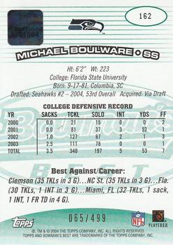 2004 Bowman's Best - Green #162 Michael Boulware Back