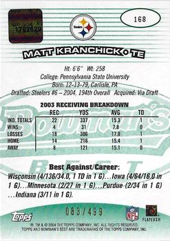 2004 Bowman's Best - Green #168 Matt Kranchick Back