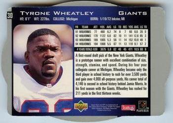 1996 SPx #30 Tyrone Wheatley Back