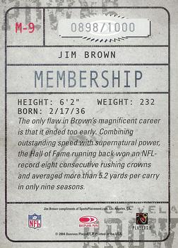 2004 Donruss Classics - Membership #M-9 Jim Brown Back