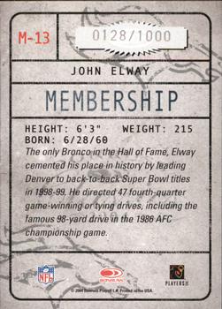 2004 Donruss Classics - Membership #M-13 John Elway Back