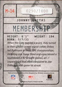 2004 Donruss Classics - Membership #M-14 Johnny Unitas Back