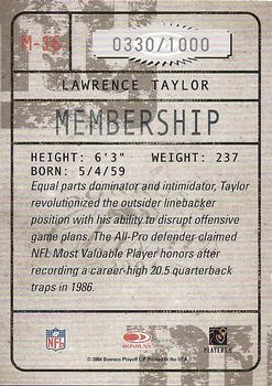 2004 Donruss Classics - Membership #M-16 Lawrence Taylor Back