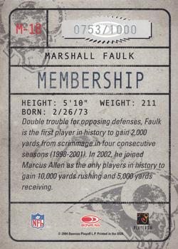 2004 Donruss Classics - Membership #M-18 Marshall Faulk Back