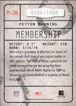 2004 Donruss Classics - Membership #M-20 Peyton Manning Back