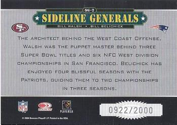 2004 Donruss Classics - Sideline Generals #SG-2 Bill Walsh / Bill Belichick Back