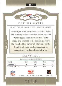 2004 Donruss Classics - Timeless Tributes Green #183 Darius Watts Back