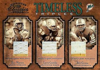 2004 Donruss Classics - Timeless Triples Jerseys #TT-5 Bob Griese / Larry Csonka / Dan Marino Front