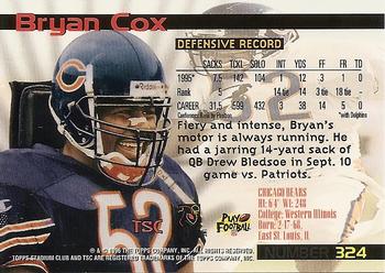 1996 Stadium Club #324 Bryan Cox Back