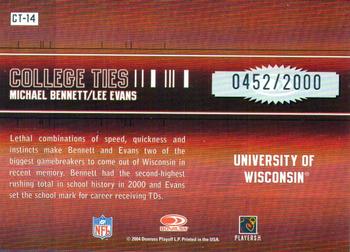 2004 Donruss Elite - College Ties #CT-14 Michael Bennett / Lee Evans Back