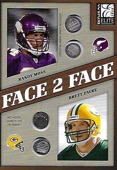 2004 Donruss Elite - Face to Face Face Masks #FF-2 Brett Favre / Randy Moss Front