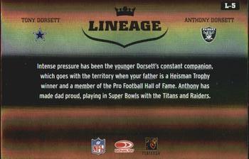 2004 Donruss Elite - Lineage #L-5 Anthony Dorsett / Tony Dorsett Back