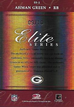 2004 Donruss Elite - Series Jerseys Platinum #ES-2 Ahman Green Back