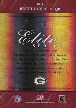 2004 Donruss Elite - Series Jerseys Platinum #ES-4 Brett Favre Back