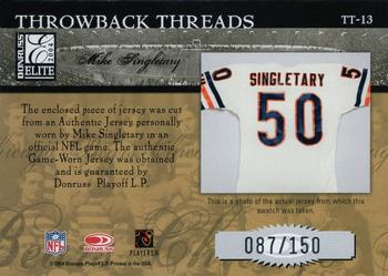 2004 Donruss Elite - Throwback Threads #TT-13 Mike Singletary Back