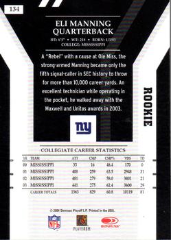 2004 Donruss Elite - Turn of the Century Autographs #134 Eli Manning Back