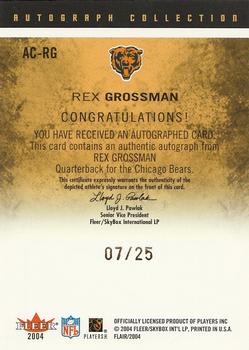 2004 Flair - Autograph Collection Gold Parchment #AC-RG Rex Grossman Back