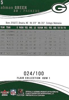 2004 Flair - Collection Row 1 #5 Ahman Green Back
