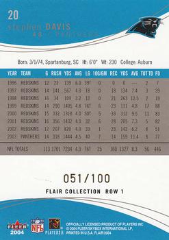 2004 Flair - Collection Row 1 #20 Stephen Davis Back