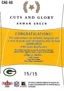 2004 Flair - Cuts and Glory Gold #CAG-AG Ahman Green Back