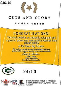 2004 Flair - Cuts and Glory Silver #CAG-AG Ahman Green Back