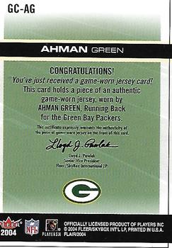 2004 Flair - Gridiron Cuts Green #GC-AG Ahman Green Back