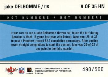 2004 Flair - Hot Numbers #9HN Jake Delhomme Back