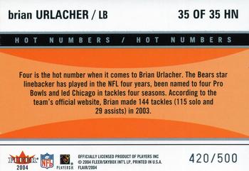 2004 Flair - Hot Numbers #35HN Brian Urlacher Back