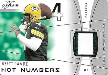 2004 Flair - Hot Numbers Game Used Die Cut Patches #HN-BF Brett Favre Front