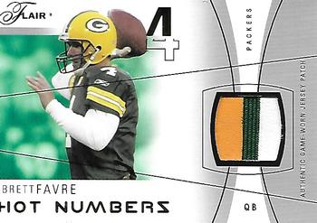 2004 Flair - Hot Numbers Game Used Gold Patches #HN-BF Brett Favre Front