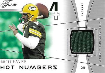 2004 Flair - Hot Numbers Game Used Green #HN-BF Brett Favre Front