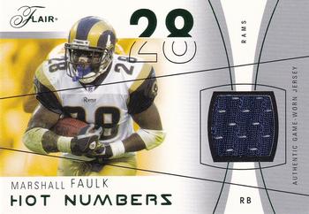 2004 Flair - Hot Numbers Game Used Green #HN-MF Marshall Faulk Front