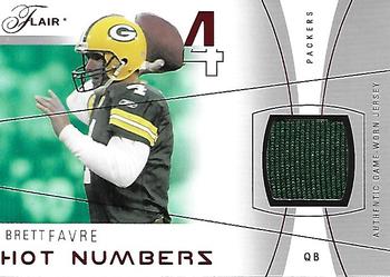 2004 Flair - Hot Numbers Game Used Red #HN-BF Brett Favre Front